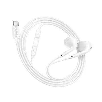 Mayaxess, Žične USB-C slušalke za Galaxy S21 Plus z vgrajenim mikrofonom, Bela