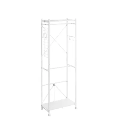Stojalo za oblačila s kolesci Bela 60x32x175cm KLS21-W