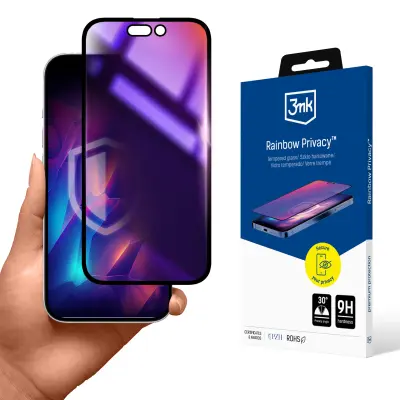 OVITEK 3MK ZA IPHONE 14 PRO RAINBOW PRIVACY VISOKA ZAŠČITA PROZOREN