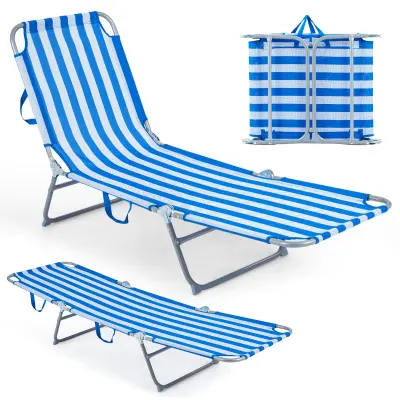 Turistični ležalnik z nastavljivim naslonjalom in blazino Plažni ležalnik