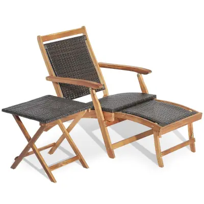 Zložljivi vrtni stol z mizo chaise longue s stransko mizo