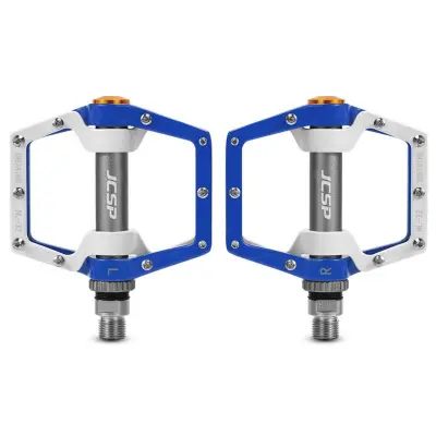 Aluminijasta protizdrsna kolesarska pedala x2 z zaprtim ležajem Blue + White