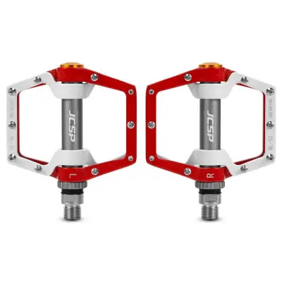 Aluminijasta protizdrsna kolesarska pedala x2 z zaprtim ležajem white + red
