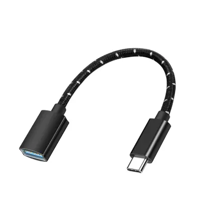 USB-C na USB-A OTG kabel — USB 3.2 10Gbps, pleten nylon in aluminij Black