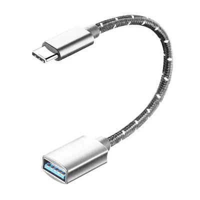 USB-C na USB-A OTG kabel — USB 3.2 10Gbps, pleten nylon in aluminij Gray