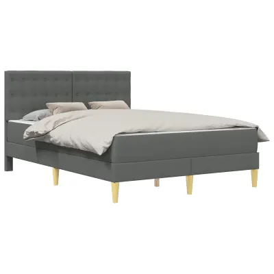 vidaXL Posteljni okvir z vzmetnico Temno siva 120 x 190 cm Blago