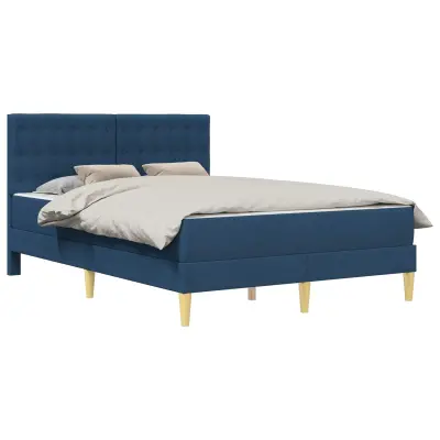 vidaXL Posteljni okvir z vzmetnico Modra 120 x 190 cm Blago