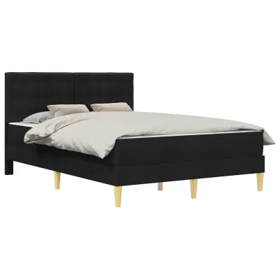 vidaXL Posteljni okvir z vzmetnico z vzglavjem Črna 120 x 190 cm Blago