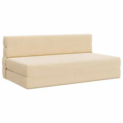 vidaXL Zložljiv kavč postelja Krem 152 x 86,5 x 60 cm Blago