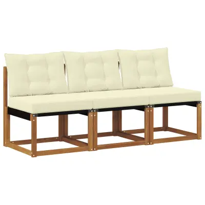 vidaXL 3 Kos Zunanja srednja sofa