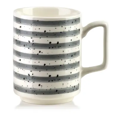 Skodelica porcelan Affekdesign Mojra 8x11x10 sivi trakovi 1pc