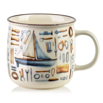 Skodelica porcelan Affekdesign Norman 9,6x13x9,3 kremno bela 1kos