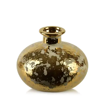 vaza keramika Mondex Yarine Gold 14x6x15cm zlato-bežna 1 kos