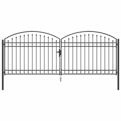 vidaXL Ograjna vrata ASSEN 401 x 200 cm Jeklo Siva Zaklenljivo
