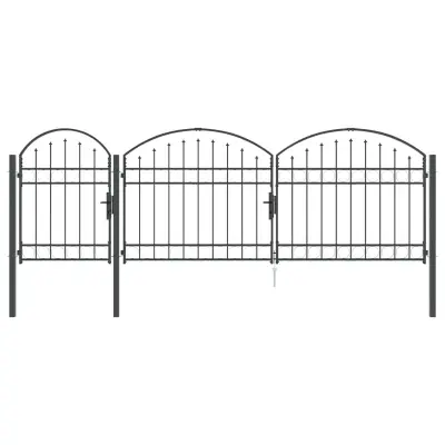 vidaXL Ograjna vrata z ukrivljenim vrhom Assen Siva 4 x 1,25 m Jeklo