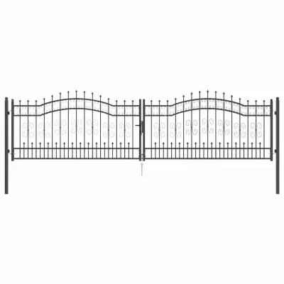 vidaXL Vrat z konico KAMPEN 404 x 100 cm Jeklo Siva Zaklenljivo