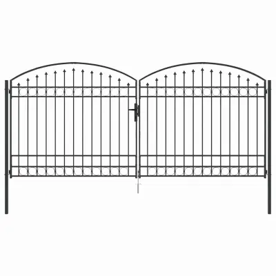 vidaXL Ograjna vrata ASSEN 401 x 224,5 cm Jeklo Siva Zaklenljivo