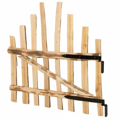 vidaXL Obočen ogradi vrata 100 x 90 cm Impregniran les lešnika Naravna