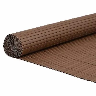 vidaXL Vrtna ograja dvostranska rjava 1,8x3 m PVC