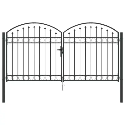 vidaXL Ograjna vrata ASSEN 301 x 200 cm Jeklo Siva Zaklenljivo
