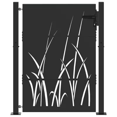 vidaXL Vrtna vrata Črna 110 x 155 cm Jeklo s prašnim premazom