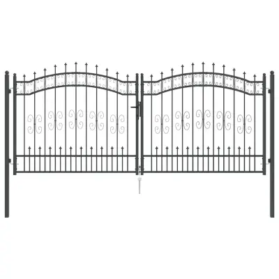 vidaXL Vrat z konico KAMPEN 305 x 125 cm Jeklo Siva Zaklenljivo