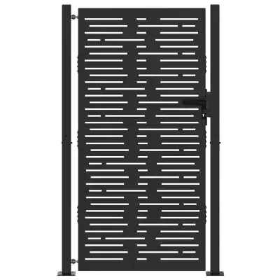 vidaXL Vrtna vrata Črna 110 x 205 cm Prašno lakirano jeklo