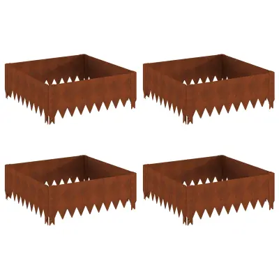 vidaXL Robovi trave 4 pcs 60 x 60 x 20 cm Jeklo Rjav