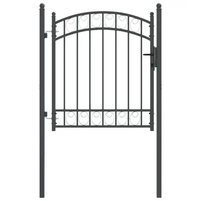 vidaXL Ograjna vrata EMMEN 125 x 100 cm Jeklo s prašnim premazom Siva
