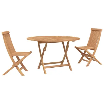 vidaXL Vrtnik Bistro Set 3 pcs Naravna Trden tikov les