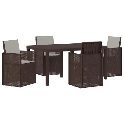 vidaXL Komplet za jedilnico v vrtu 5 pcs Rjava in svetlo siva PP