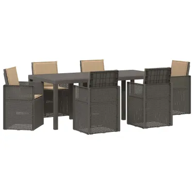 vidaXL Komplet za jedilnico v vrtu 7 pcs Svetlo siva in taupe PP