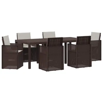 vidaXL Komplet za jedilnico v vrtu 7 pcs Rjava in svetlo siva PP