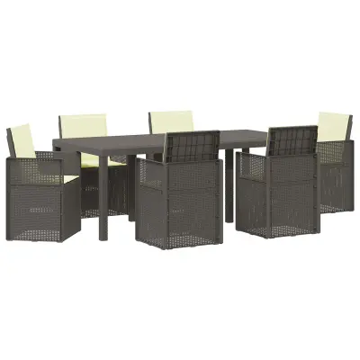 vidaXL Komplet za jedilnico v vrtu 7 pcs Svetlo siva in krem PP