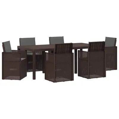 vidaXL Komplet za jedilnico v vrtu 7 pcs Rjava in antracit PP