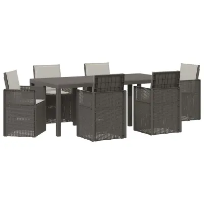 vidaXL Komplet za jedilnico v vrtu z blazino 7 pcs Svetlo siva PP