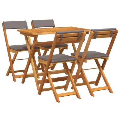 vidaXL Bistro komplet z blazino 5 pcs Olje naravno Masiven les akacije