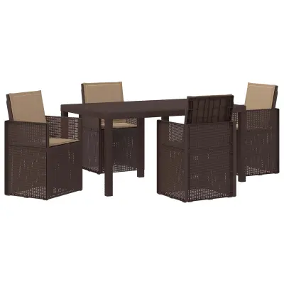 vidaXL Komplet za jedilnico v vrtu z blazino 5 pcs Rjava in taupe PP