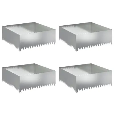 vidaXL Robovi trave 4 pcs 100 x 100 x 35 cm Jeklo Srebrna