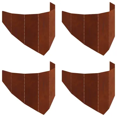 vidaXL Robovi trave 4 pcs 100 x 45 cm Jeklo Rjav