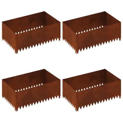 vidaXL Robovi trave 4 pcs 100 x 60 x 35 cm Jeklo Rjav