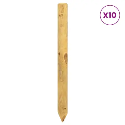 vidaXL Ograjni stebri 10 kos Zelena 100 cm Trdna borovina