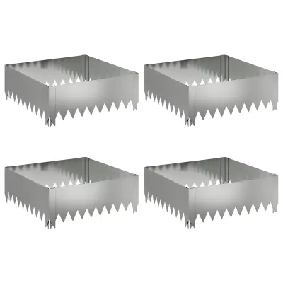vidaXL Robovi trave 4 pcs 60 x 60 x 20 cm Jeklo Srebrna