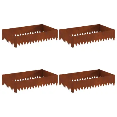 vidaXL Robovi trave 4 pcs 100 x 60 x 20 cm Jeklo Rjav