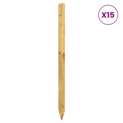 vidaXL Ograjni stebri 15 kos Zelena 100 cm Trdna borovina