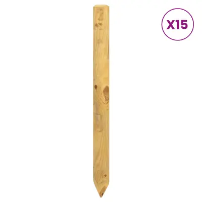 vidaXL Ograjni stebri 15 kos Zelena 60 cm Trdna borovina