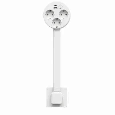 Zložljivi razširitveni vtič z 180° vrtenjem, 3 vtičnice + USB-A in USB-C, 1500 W, EU standard | FLEXSOCKET
