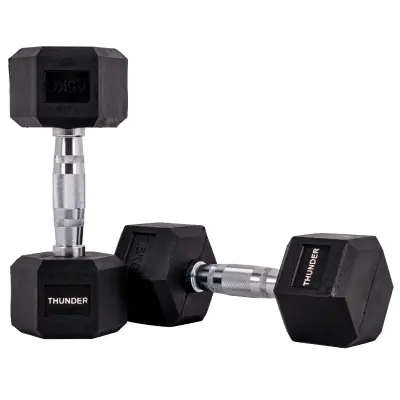 Heksagonalna utež THUNDER® 7,5 kg – gumirana, proti zdrsu, za domači in profesionalni trening
