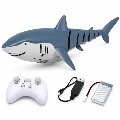 RC morski pes na daljinsko vodenje SHARKOR, 360° obrati, vodoodporen IP44, LED luči in pršenje vode | SHARKOR