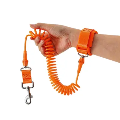 Odsevni zapestni povodec 1,5m – oblazinjen prostoročni povodec 360° Orange